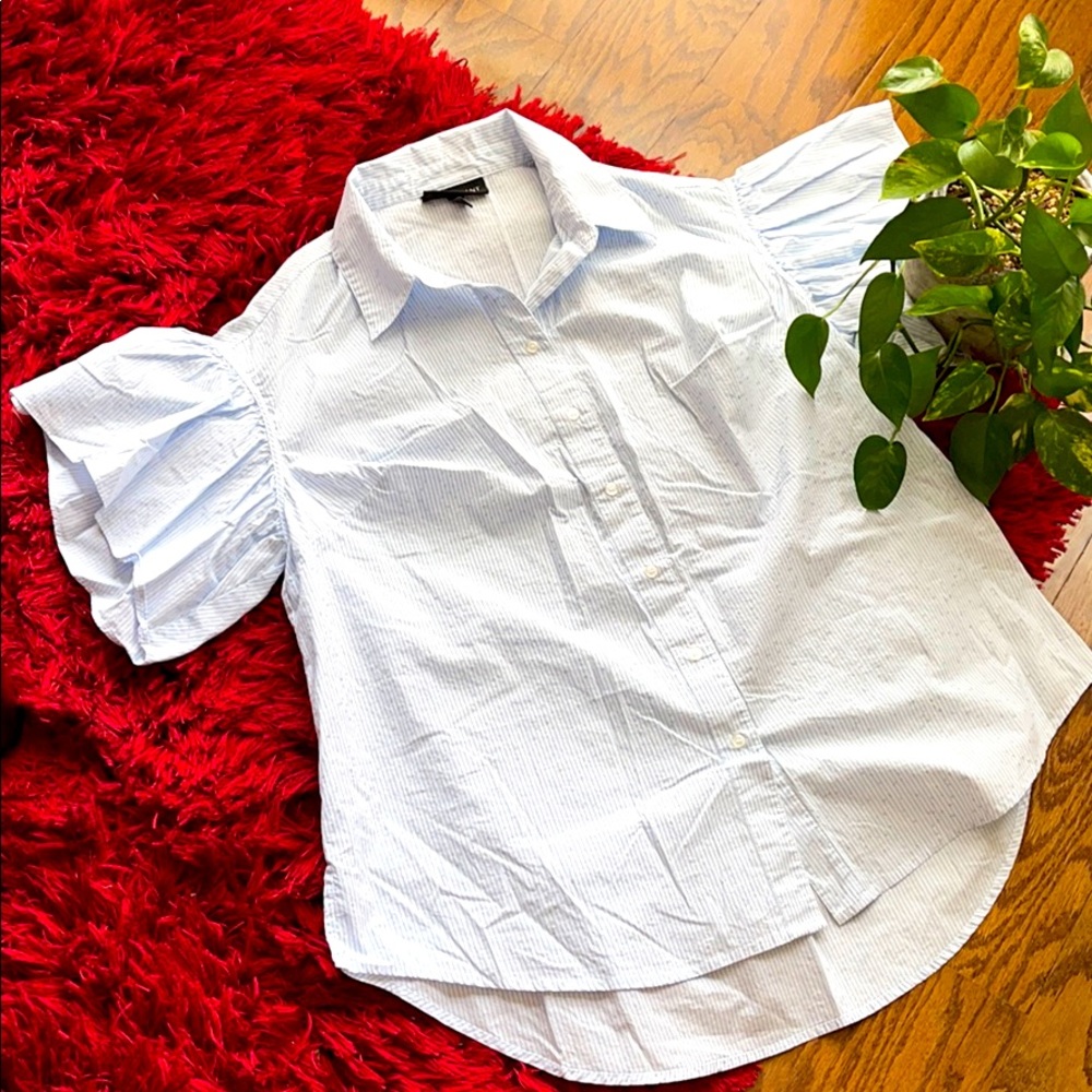 Lane Bryant blue & white striped top 14 16